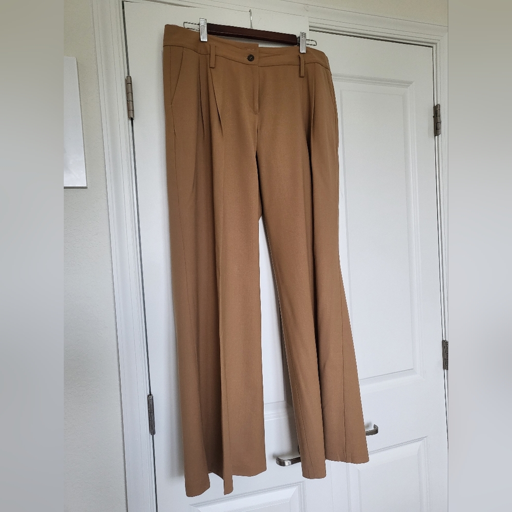 THE LIMITED Camel Cassidy Fit Wide Leg Pleated Pants with Belt Loops Size 12